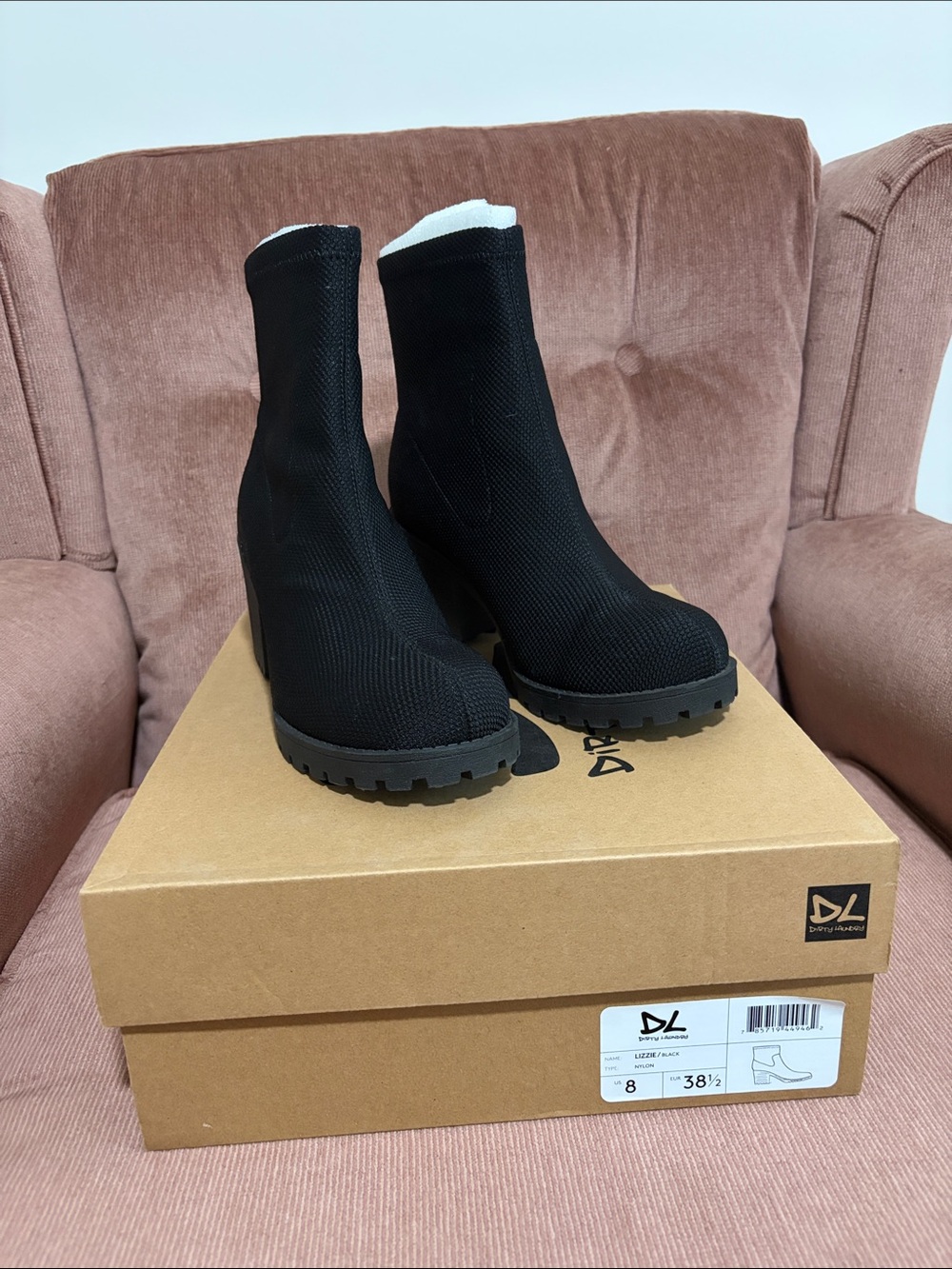 Dirty Laudry Knit Platform Ankle Boots in Black